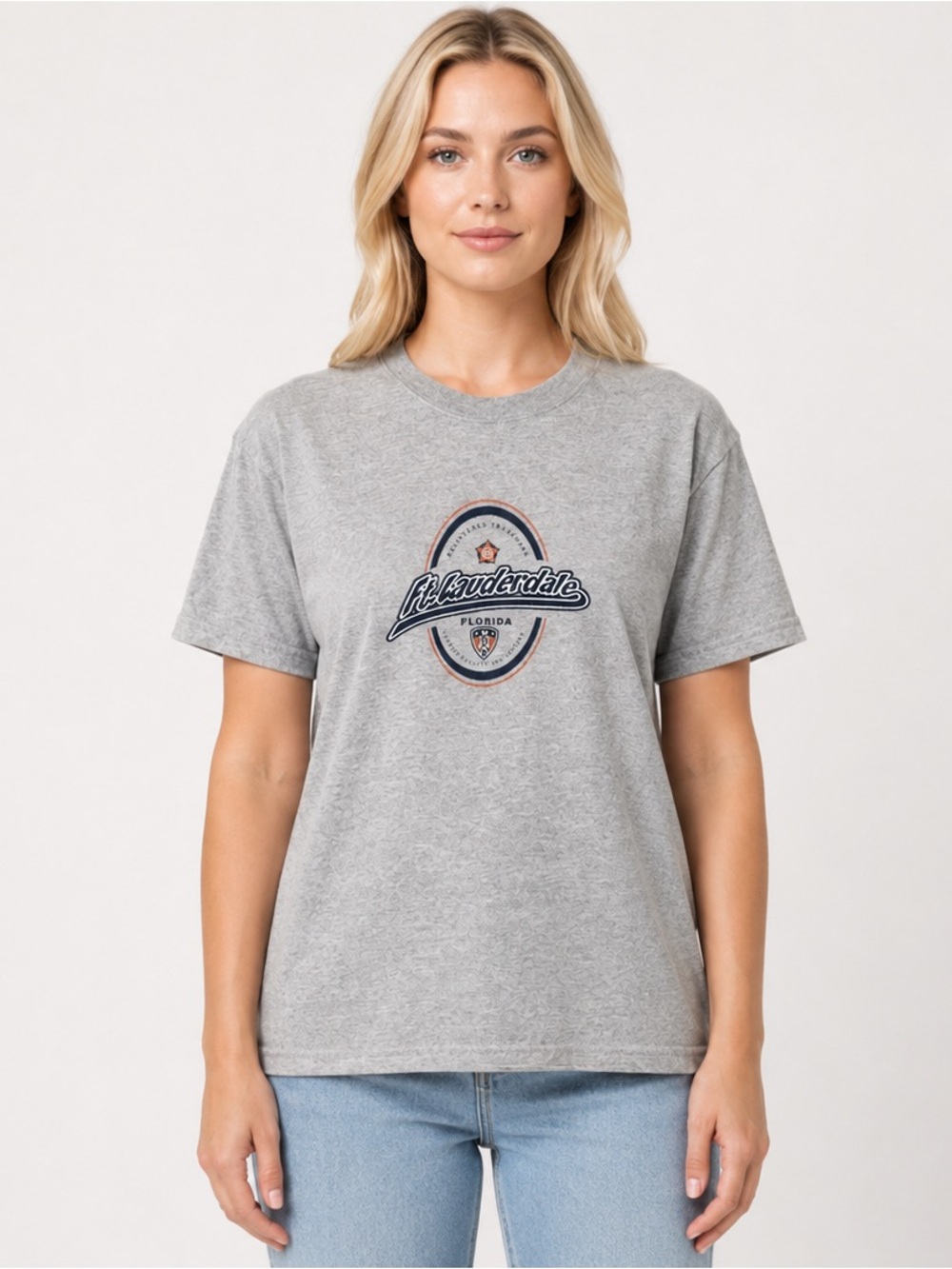 Vintage Ft Lauderdale Florida Heather Gray T-Shirt Unisex Size Medium, early Y2K